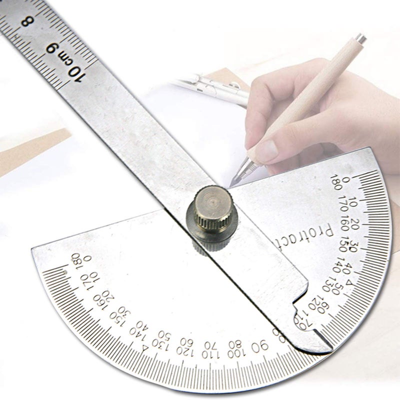 Nortools Protractor - Angle Finder Stainless Steel 0-180Â° Round Head Adjustable Protractors Ruler Woodworking Machinist Craftsman Ruler Machinist Tools(10 cm/ 3.94 Inch) - Image 2